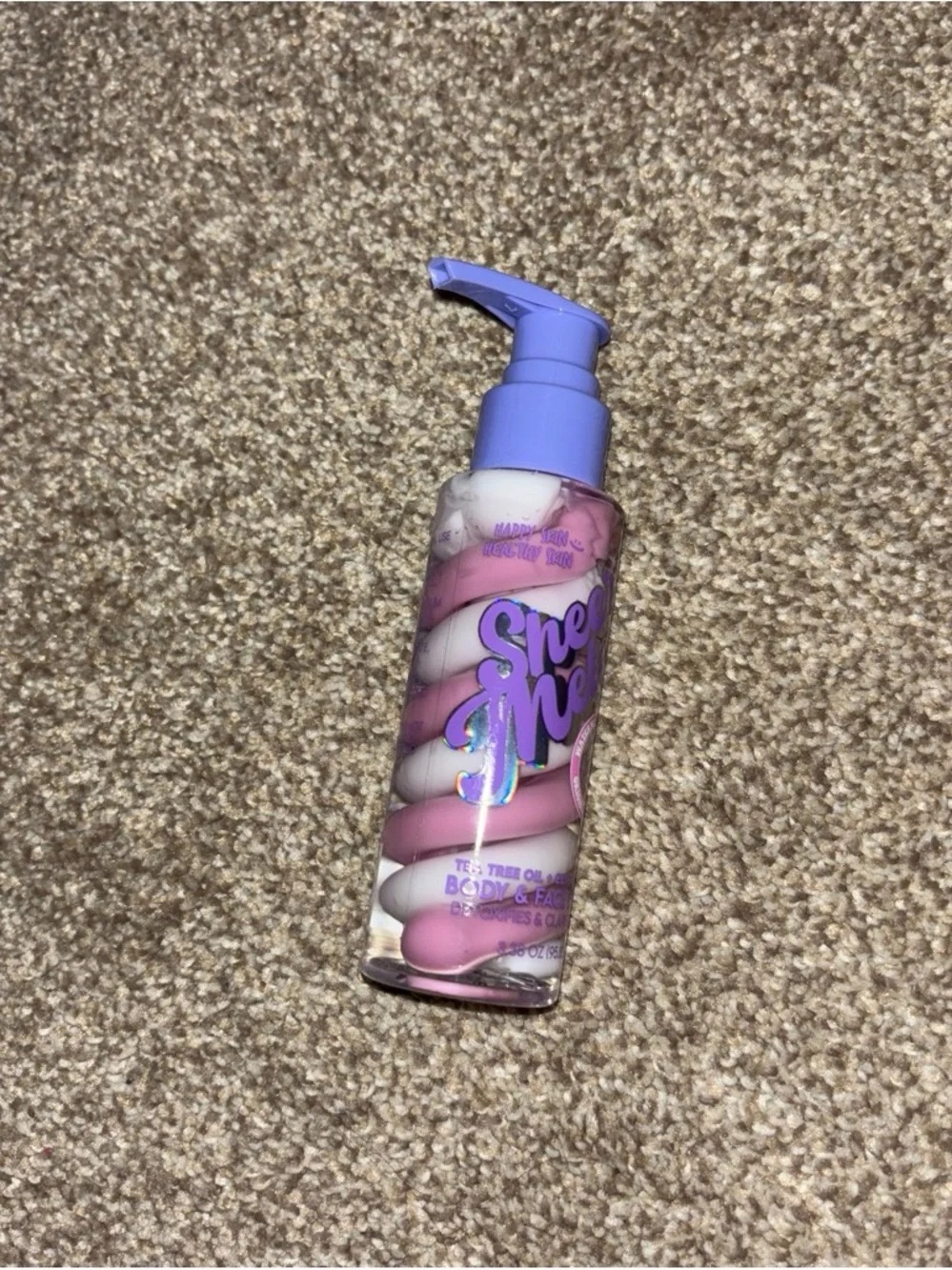 Shea Moisture Pink & White Swirl Body + Face Oil with Lavender Pump